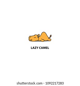Lazy camel sleeping icon, logo design, vector illustration