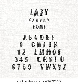 Lazy Canvas Font Calligraphic Hand Drawn Caps and Numerals Retro Style Lettering - Black Elements on White Canvas Background - Vector Typography Design