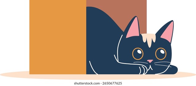 Gato preguiçoso na ilustração de vetor de caixa