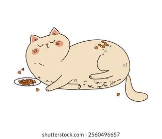 Lazy cat. Cartoon character. Vector.