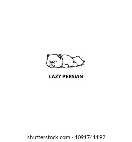 Lazy cat, cute persian sleeping icon, logo design, vector illustration