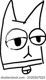 lazy cat hand drawing simple