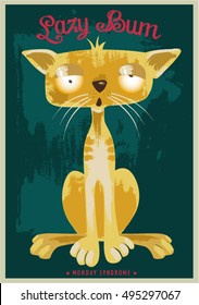 Lazy cat vector illustration.