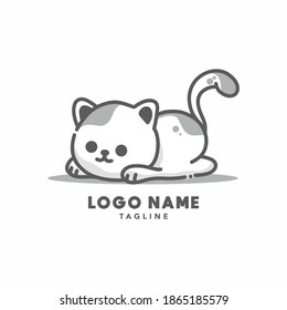 Lazy cat vector illustration logo template