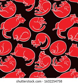 lazy cats on a chocolate background pattern