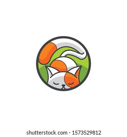 Lazy Cats Sleep Relax logo icon vector