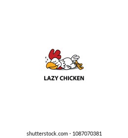 Lazy chicken sleeping icon, logo design, vector illustration