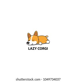 Lazy corgi, cute puppy sleeping icon, logo design, vector illustration