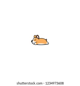 Lazy Corgi Puppy Sleeping Icon, Vector Illustration