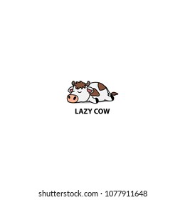 Lazy cow sleeping icon, vector illustration