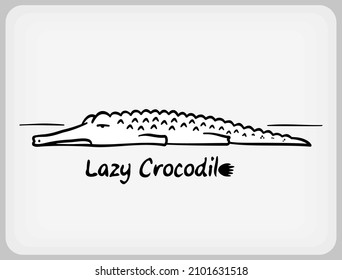 Lazy crocodile. Cartoon Sleeping crocodile for coloring book, Isolated on white background