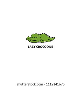 Lazy crocodile sleeping icon, logo design, vector illustration