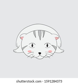 lazy cute  cat vector simple color