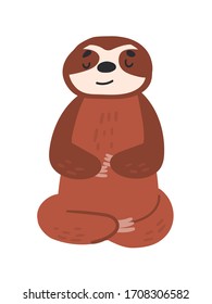Lazy cute sloth icon for web. Cartoon flat vector ilustration isolated on white background