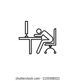 Lazy day . Outline. Sleeping. Tired. vector icon