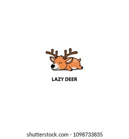 Lazy deer sleeping icon, logo design, vector illustration
