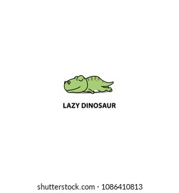 Lazy dinosaur, T- rex sleeping icon, logo design, vector illustration