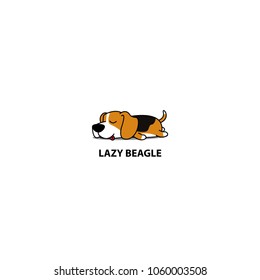 Lazy dog, cute beagle puppy sleeping icon, logo design, vector illustration