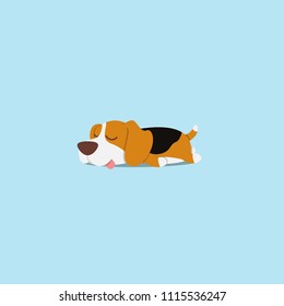 Lazy Dog, Cute Beagle Puppy Sleeping Icon, Flat Design, Vector Illustration