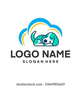 Lazy dog, cute beagle puppy sleeping icon, logo design, vector illustration