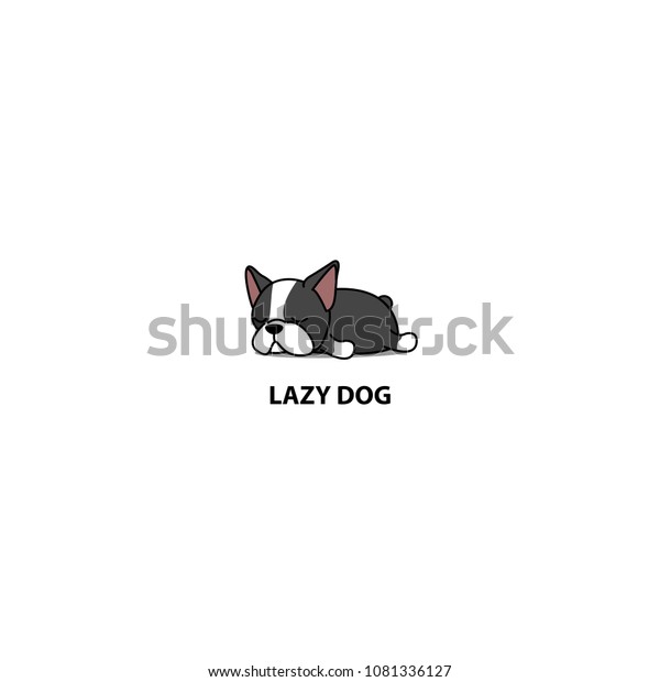怠惰な犬 かわいいボストンテリアの子犬の眠りのアイコン ベクターイラスト のベクター画像素材 ロイヤリティフリー