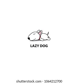 Lazy Dog, Cute Bull Terrier Puppy Sleeping Icon, Logo Design, Vector Illustration