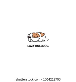 Lazy Dog, Cute Bulldog Puppy Sleeping Icon, Logo Design, Vector Illustration