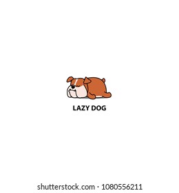 Lazy dog, cute bulldog sleeping icon, vector illustration