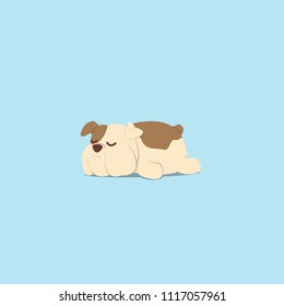 Lazy dog, cute bulldog sleeping icon, flat design, vector illustration