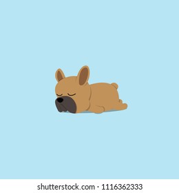 Lazy dog, cute french bulldog puppy sleeping icon, flat design, vector illustration