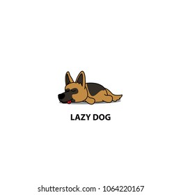 Lazy dog, cute german shepherd sleeping icon, logo design, vector illustration