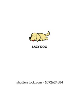 Lazy dog, cute golden retriever puppy sleeping icon, logo design, vector illustration