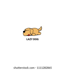 Lazy dog, cute golden retriever puppy sleeping icon, logo design, vector illustration