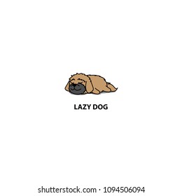 Lazy dog, cute shih tzu puppy sleeping icon, logo design, vector illustration