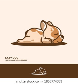Lazy dog, simple line style vector illustration logo template