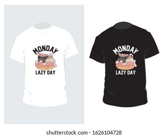 Lazy dog sleeping on lazy monday trendy t shirt design