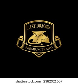 Lazy Dragon logo design luxury vector stock