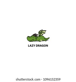 Lazy dragon sleeping icon, logo design, vector illustration