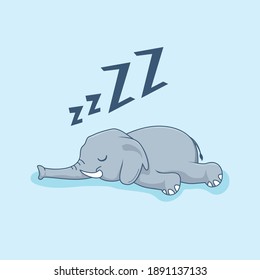 Lazy Elephant Cartoon Animals Sleep