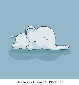 
Lazy Elephant Sleep Cartoon Isolated