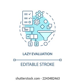 Lazy evaluation turquoise concept icon. Functional programming benefit abstract idea thin line illustration. Isolated outline drawing. Editable stroke. Arial, Myriad Pro-Bold fonts used