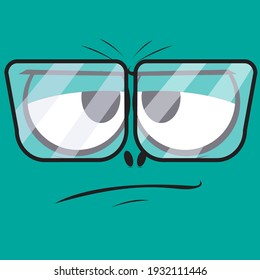 Lazy facial expression. Face emoticons. Cartoon face