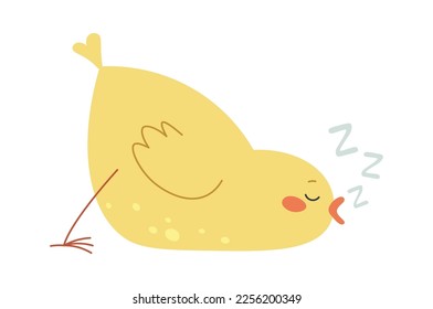 Lazy funny chick sleeping flat icon. Vector illustration