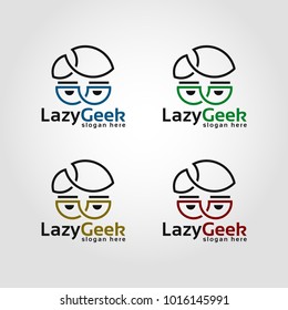 Lazy Geek - Line Art Style Nerd Logo