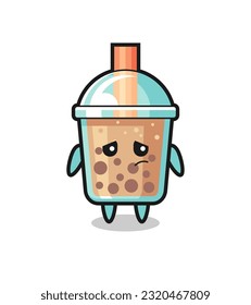 the lazy gesture of bubble tea cartoon character , cute style design for t shirt, sticker, logo element