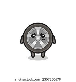 the lazy gesture of car wheel cartoon character , cute style design for t shirt, sticker, logo element