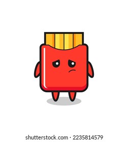 the lazy gesture of french fries cartoon character , cute style design for t shirt, sticker, logo element