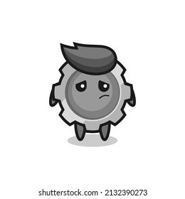 the lazy gesture of gear cartoon character , cute style design for t shirt, sticker, logo element
