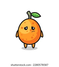 the lazy gesture of kumquat cartoon character , cute style design for t shirt, sticker, logo element