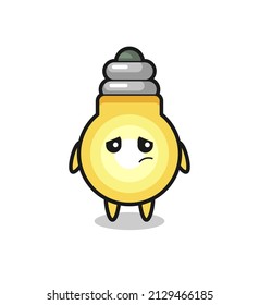 the lazy gesture of light bulb cartoon character , cute style design for t shirt, sticker, logo element